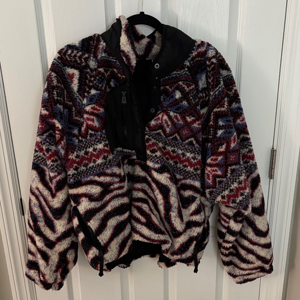 FP Movement by Free People Multicolor Patterned Fleece Jacket